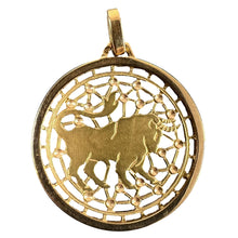 Load image into Gallery viewer, French Taurus Starsign Zodiac 18K Yellow Gold Charm Medal Pendant