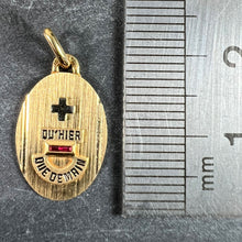 Load image into Gallery viewer, French Augis Plus Qu’Hier 18K Yellow White Gold Enamel Ruby Love Pendant