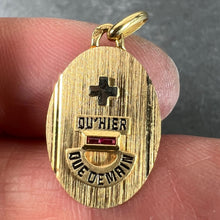 Load image into Gallery viewer, French Augis Plus Qu’Hier 18K Yellow White Gold Enamel Ruby Love Pendant