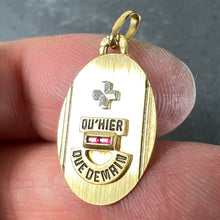 Load image into Gallery viewer, French Augis Plus Qu’Hier 18K Yellow White Gold Enamel Ruby Love Pendant