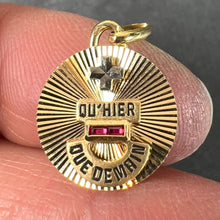 Load image into Gallery viewer, Augis Plus Qu’Hier 18K Yellow White Gold Enamel Lab Created Ruby Love Pendant