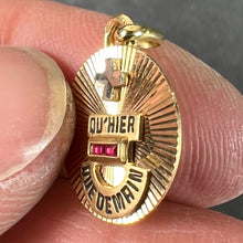 Load image into Gallery viewer, Augis Plus Qu’Hier 18K Yellow White Gold Enamel Lab Created Ruby Love Pendant