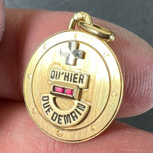 Load image into Gallery viewer, Augis Plus Qu’Hier 18K Yellow White Gold Enamel Lab Created Ruby Love Pendant