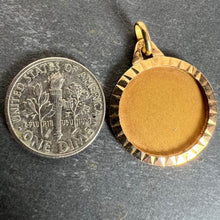 Load image into Gallery viewer, French Round Ridged Frame Matt Blank 18K Yellow Gold Medal Pendant