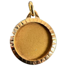 Load image into Gallery viewer, French Round Ridged Frame Matt Blank 18K Yellow Gold Medal Pendant