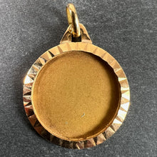 Load image into Gallery viewer, French Round Ridged Frame Matt Blank 18K Yellow Gold Medal Pendant