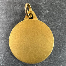 Load image into Gallery viewer, French Round Ridged Frame Matt Blank 18K Yellow Gold Medal Pendant