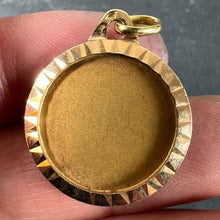 Load image into Gallery viewer, French Round Ridged Frame Matt Blank 18K Yellow Gold Medal Pendant