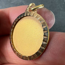 Load image into Gallery viewer, French Round Ridged Frame Matt Blank 18K Yellow Gold Medal Pendant
