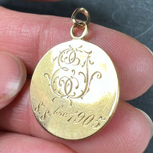 Antique French Madonna and Child 18K Yellow Gold Medal Pendant