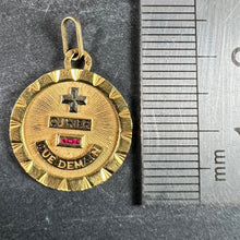 Load image into Gallery viewer, French Augis Plus Qu’Hier 18K Yellow White Gold Enamel Ruby Love Pendant