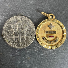 Load image into Gallery viewer, French Augis Plus Qu’Hier 18K Yellow White Gold Enamel Ruby Love Pendant