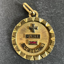 Load image into Gallery viewer, French Augis Plus Qu’Hier 18K Yellow White Gold Enamel Ruby Love Pendant