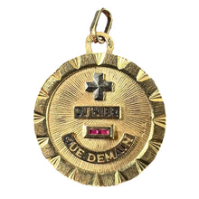 Load image into Gallery viewer, French Augis Plus Qu’Hier 18K Yellow White Gold Enamel Ruby Love Pendant