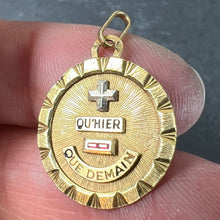 Load image into Gallery viewer, French Augis Plus Qu’Hier 18K Yellow White Gold Enamel Ruby Love Pendant