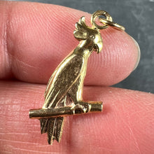 Load image into Gallery viewer, French 18K Yellow Gold Parrot Bird on Perch Charm Pendant
