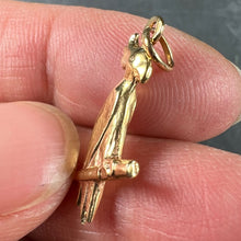 Load image into Gallery viewer, French 18K Yellow Gold Parrot Bird on Perch Charm Pendant