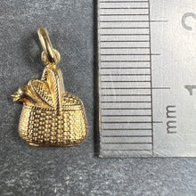 Load image into Gallery viewer, French 18K Yellow Gold Bird in Picnic Basket Charm Pendant