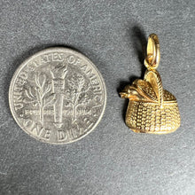 Load image into Gallery viewer, French 18K Yellow Gold Bird in Picnic Basket Charm Pendant