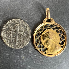 Load image into Gallery viewer, French Dropsy Virgin Mary 18K Yellow Gold Pierced Medal Charm Pendant