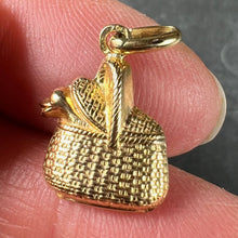 Load image into Gallery viewer, French 18K Yellow Gold Bird in Picnic Basket Charm Pendant