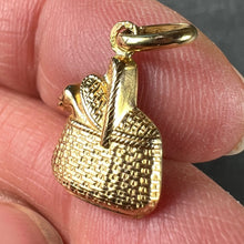 Load image into Gallery viewer, French 18K Yellow Gold Bird in Picnic Basket Charm Pendant