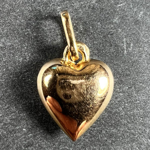 French 18K Gold Puffy Love Heart Charm Pendant