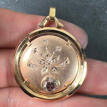 Load image into Gallery viewer, French Floral Flower 18 Karat Rose Gold Rose Cut Diamond Charm Pendant