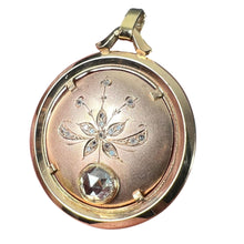 Load image into Gallery viewer, French Floral Flower 18 Karat Rose Gold Rose Cut Diamond Charm Pendant