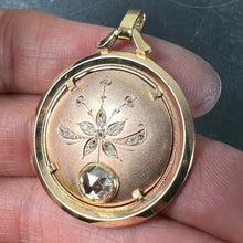 Load image into Gallery viewer, French Floral Flower 18 Karat Rose Gold Rose Cut Diamond Charm Pendant