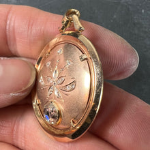 Load image into Gallery viewer, French Floral Flower 18 Karat Rose Gold Rose Cut Diamond Charm Pendant