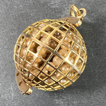 Load image into Gallery viewer, World Globe Italy 18K Yellow Gold Imitiation Pearl Charm Pendant