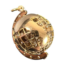 Load image into Gallery viewer, World Globe Italy 18K Yellow Gold Imitiation Pearl Charm Pendant