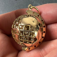 Load image into Gallery viewer, World Globe Italy 18K Yellow Gold Imitiation Pearl Charm Pendant