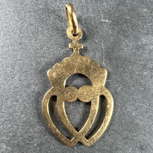 Load image into Gallery viewer, French Intertwined Crowned Sacred Hearts 18K Yellow Gold Charm Pendant