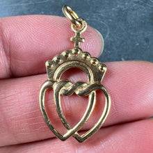Load image into Gallery viewer, French Intertwined Crowned Sacred Hearts 18K Yellow Gold Charm Pendant