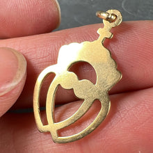 Load image into Gallery viewer, French Intertwined Crowned Sacred Hearts 18K Yellow Gold Charm Pendant