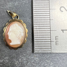 Load image into Gallery viewer, 9K Yellow Gold Diamond Helmet Shell Cameo Charm Pendant