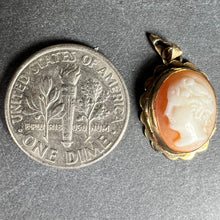 Load image into Gallery viewer, 9K Yellow Gold Diamond Helmet Shell Cameo Charm Pendant