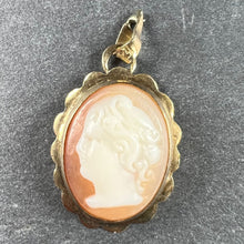 Load image into Gallery viewer, 9K Yellow Gold Diamond Helmet Shell Cameo Charm Pendant