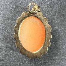 Load image into Gallery viewer, 9K Yellow Gold Diamond Helmet Shell Cameo Charm Pendant