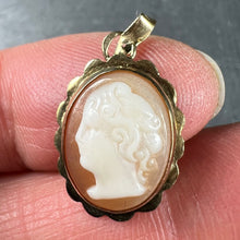 Load image into Gallery viewer, 9K Yellow Gold Diamond Helmet Shell Cameo Charm Pendant