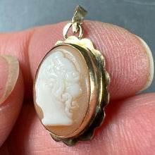 Load image into Gallery viewer, 9K Yellow Gold Diamond Helmet Shell Cameo Charm Pendant