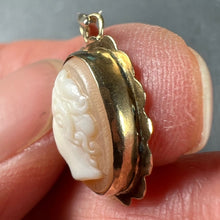 Load image into Gallery viewer, 9K Yellow Gold Diamond Helmet Shell Cameo Charm Pendant