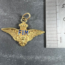 Load image into Gallery viewer, Vintage Italian Chiappe Air Force FIM Wings Crown 18K Yellow Gold Enamel Charm Pendant