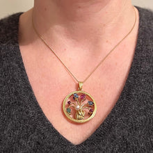 Load image into Gallery viewer, Double Sided Flower Vase 18K Yellow Gold Carved Sapphire Ruby Emerald Pendant