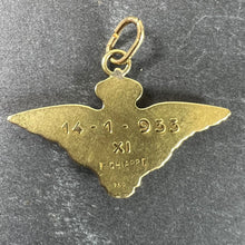 Load image into Gallery viewer, Vintage Italian Chiappe Air Force FIM Wings Crown 18K Yellow Gold Enamel Charm Pendant