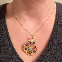 Load image into Gallery viewer, Double Sided Flower Vase 18K Yellow Gold Carved Sapphire Ruby Emerald Pendant