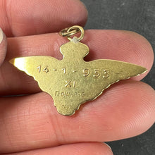 Load image into Gallery viewer, Vintage Italian Chiappe Air Force FIM Wings Crown 18K Yellow Gold Enamel Charm Pendant