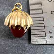 Load image into Gallery viewer, Large Acorn Carnelian Chalcedony 18K Yellow Gold Charm Pendant